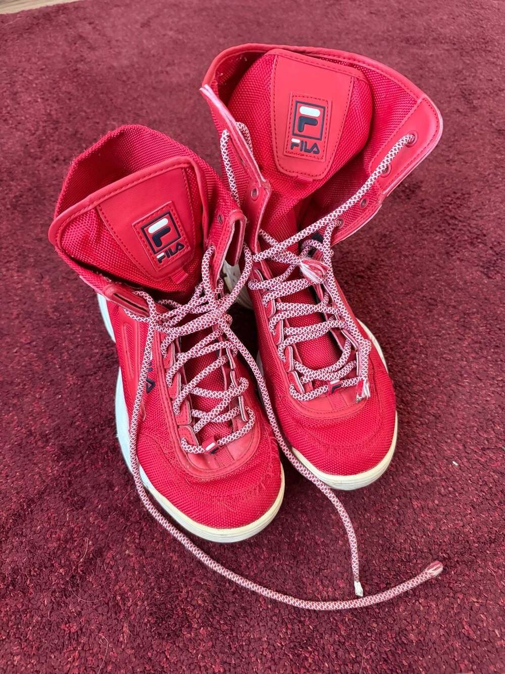Fila Disruptor Ballistic Womens Red High Top Platform Boots Size 9
